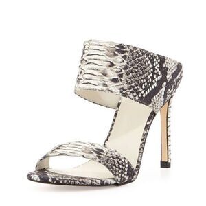 STUART WEITZMAN Myslide Snake-Embossed Mule Sandals Size 9M